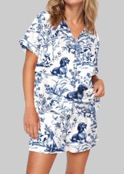 Dachshund Blue Pajama Set For Women