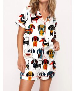 Dachshund Modern Satin Pajama Set For Women