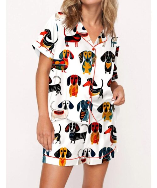 Dachshund Modern Satin Pajama Set For Women