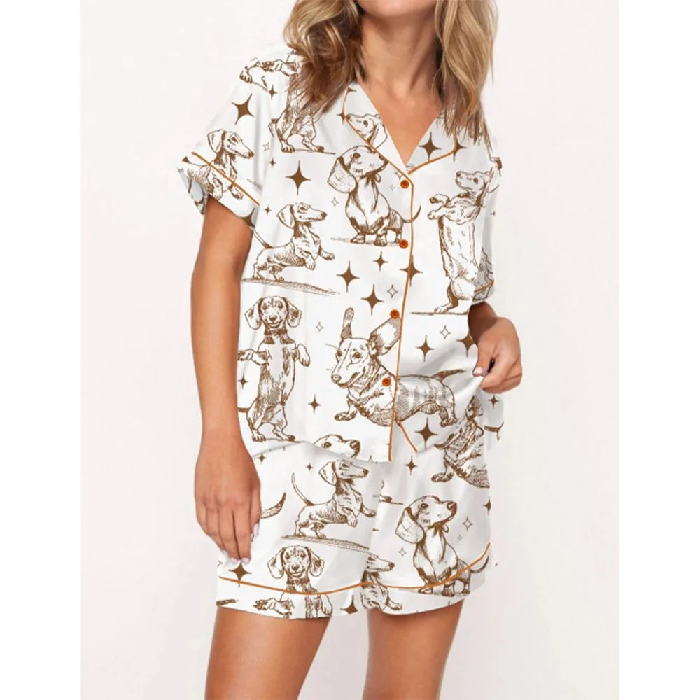 Dachshund Mom Satin Pajama Set For Women