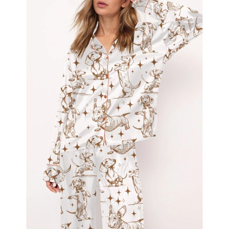 Dachshund Mom Satin Pajama Set For Women - Image 3