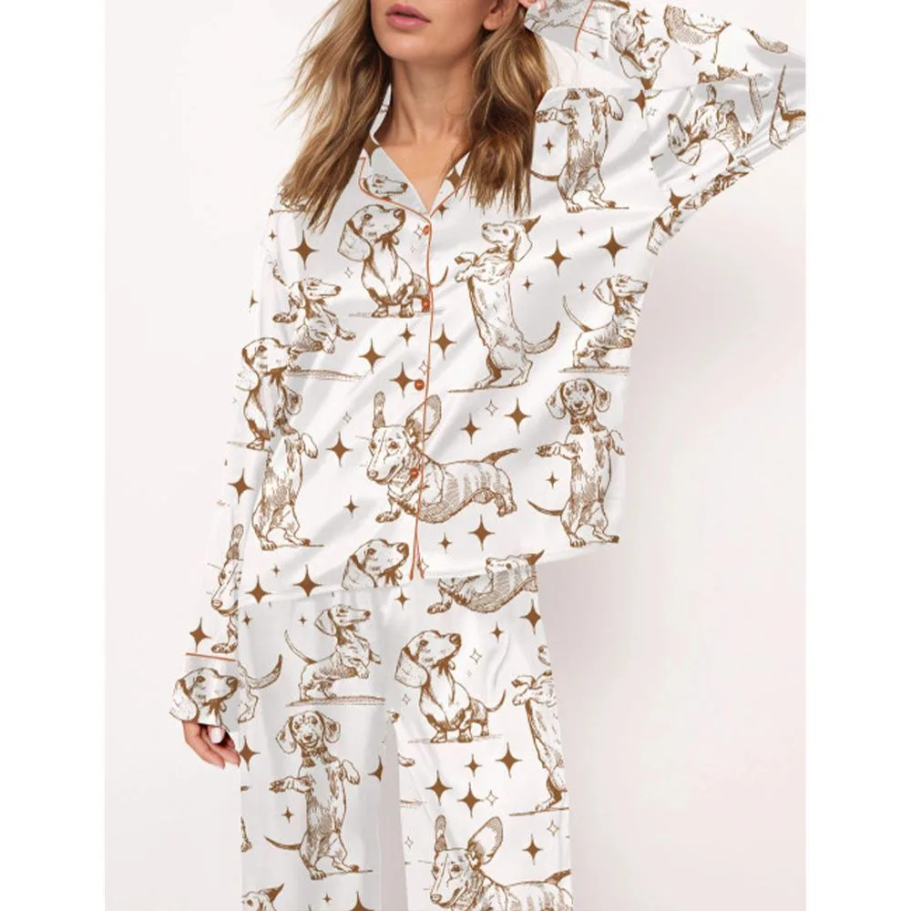 Dachshund Mom Satin Pajama Set For Women - Image 3