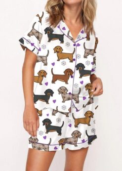 Dachshund Satin Pajama Set For Women