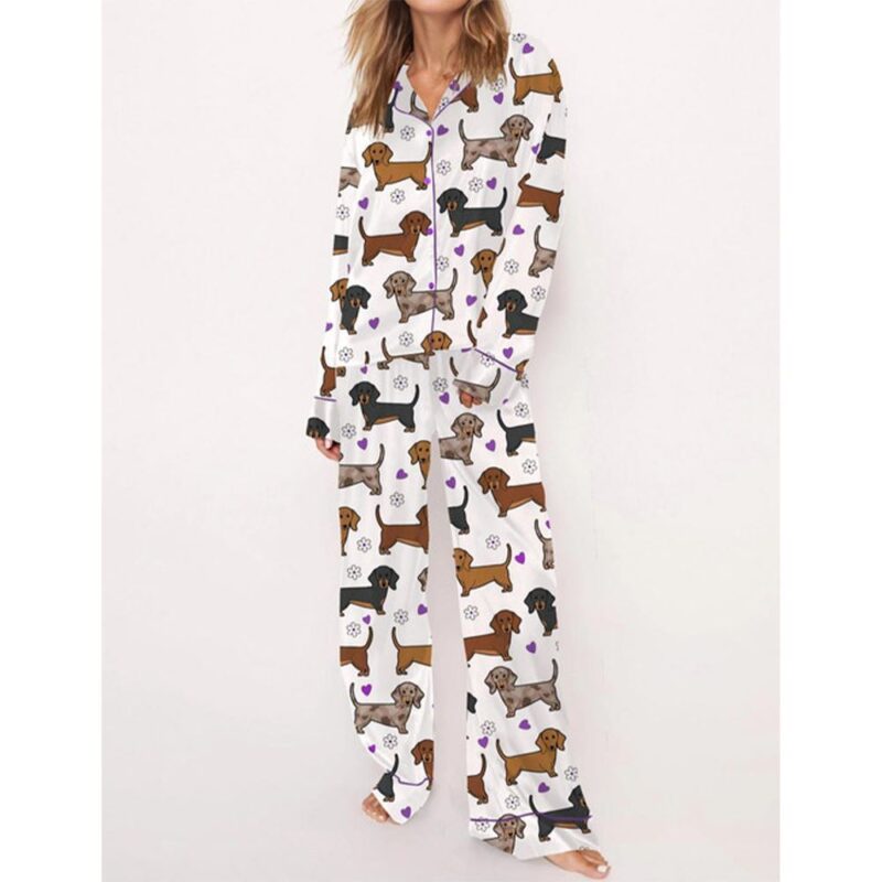 Dachshund Satin Pajama Set For Women - Image 3