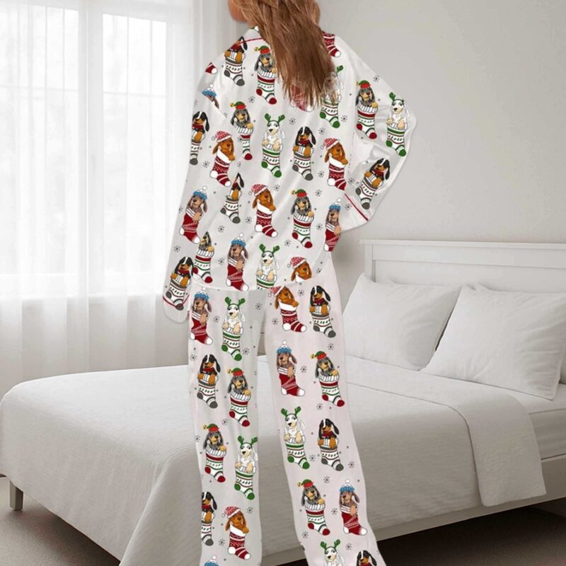 Dachshund Stockings Christmas Pajama Set For Women - Image 2
