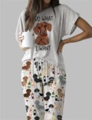 Dachshund Wine Casual Pajama Set For Women