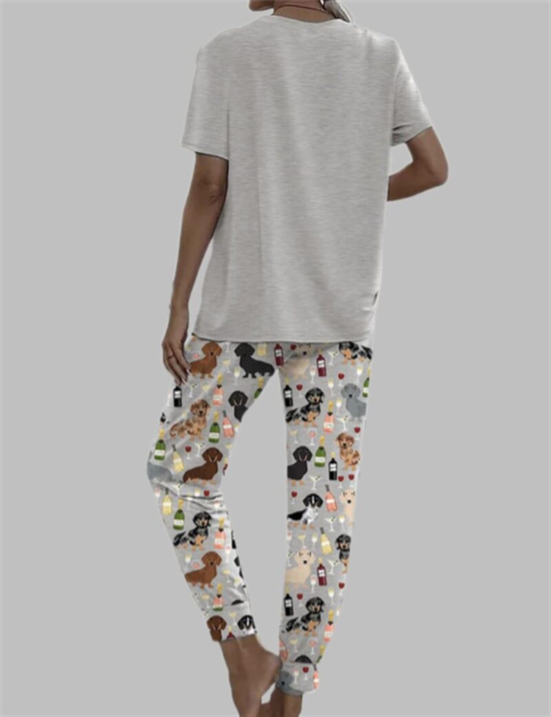 Dachshund Wine Casual Pajama Set For Women - Image 2