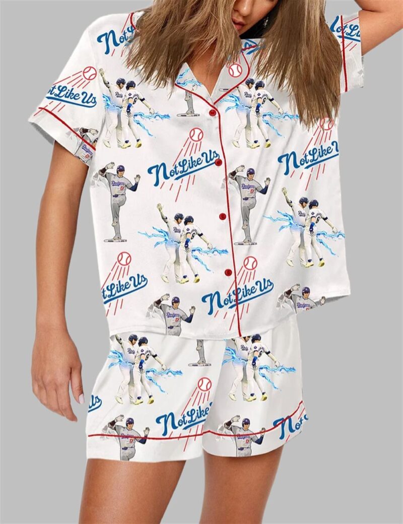 Dodgers Baseball Not Like Us Pajama Set - Image 3