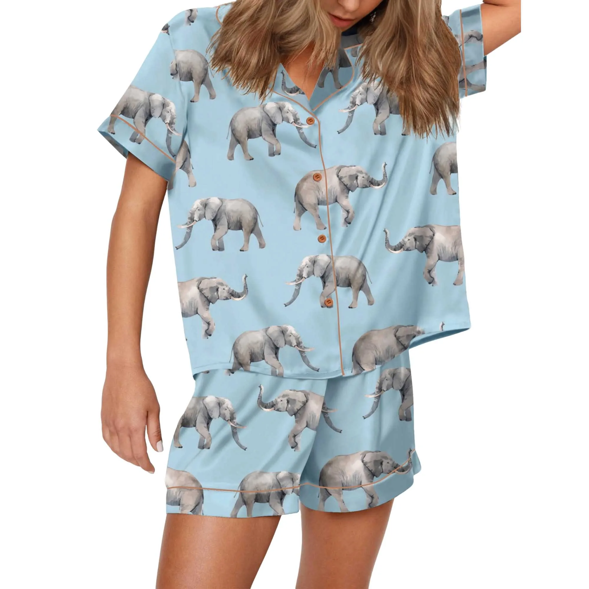 Elephant Satin Pajama Set For Women - Image 2