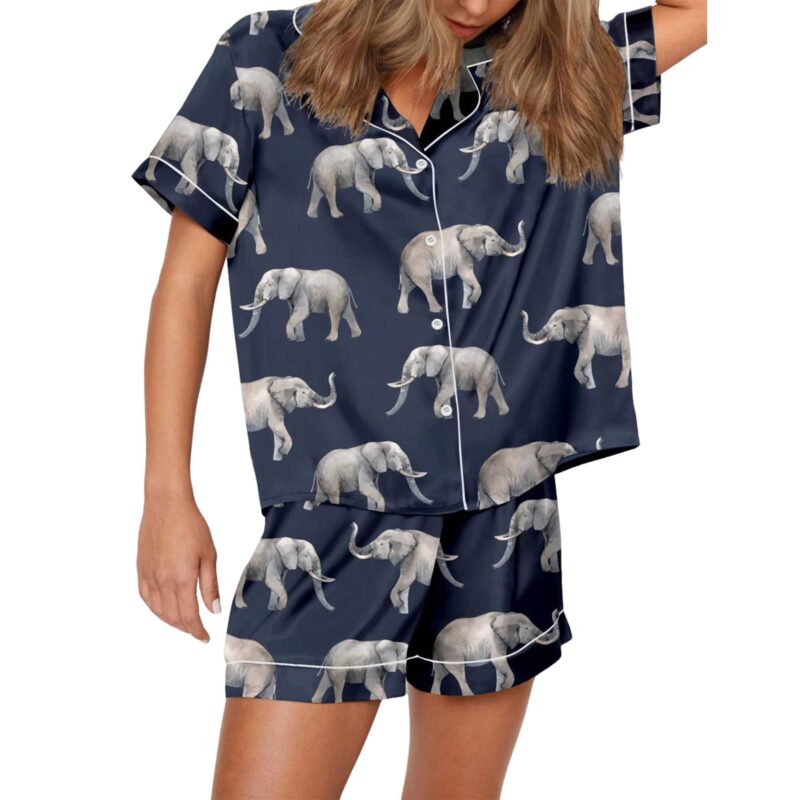 Elephant Satin Pajama Set For Women - Image 4
