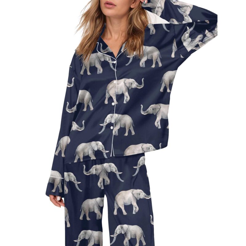 Elephant Satin Pajama Set For Women - Image 7