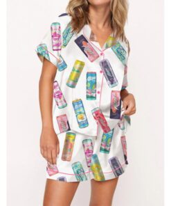 Energy Drinks Satin Pajama Set For Women