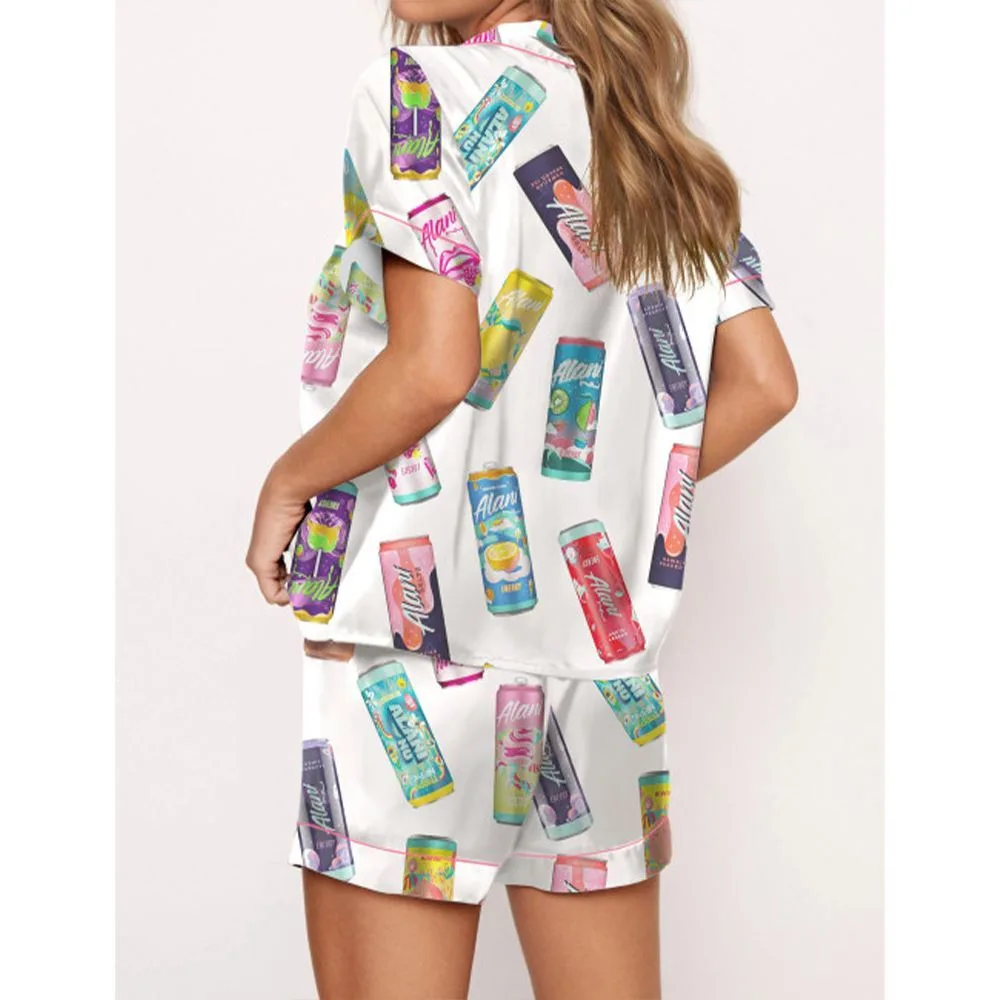 Energy Drinks Satin Pajama Set For Women - Image 2