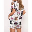 Equestrian Bow Satin Pajama Set For Women