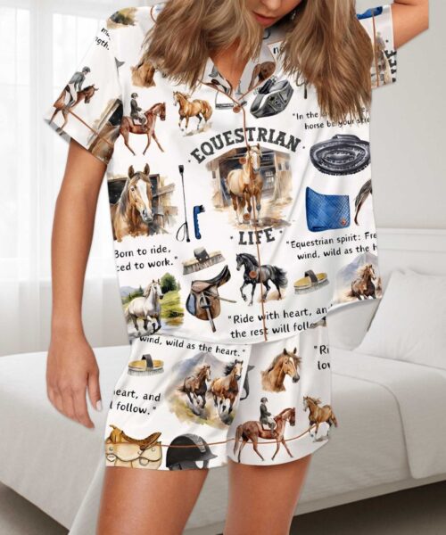 Equestrian Life Silky Satin Pajama Set For Women