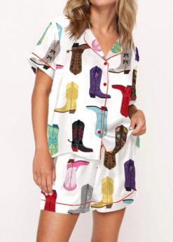 Eras Cowboy Boots Satin Pajama Set For Women