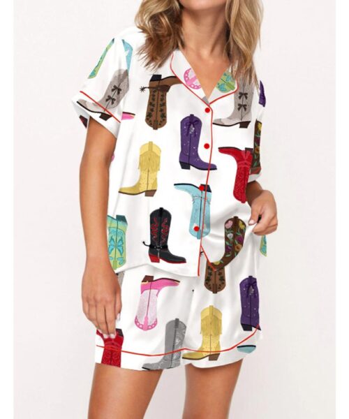 Eras Cowboy Boots Satin Pajama Set For Women