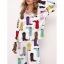 Music Tour Cowboy Boots Satin Pajama Set For Women