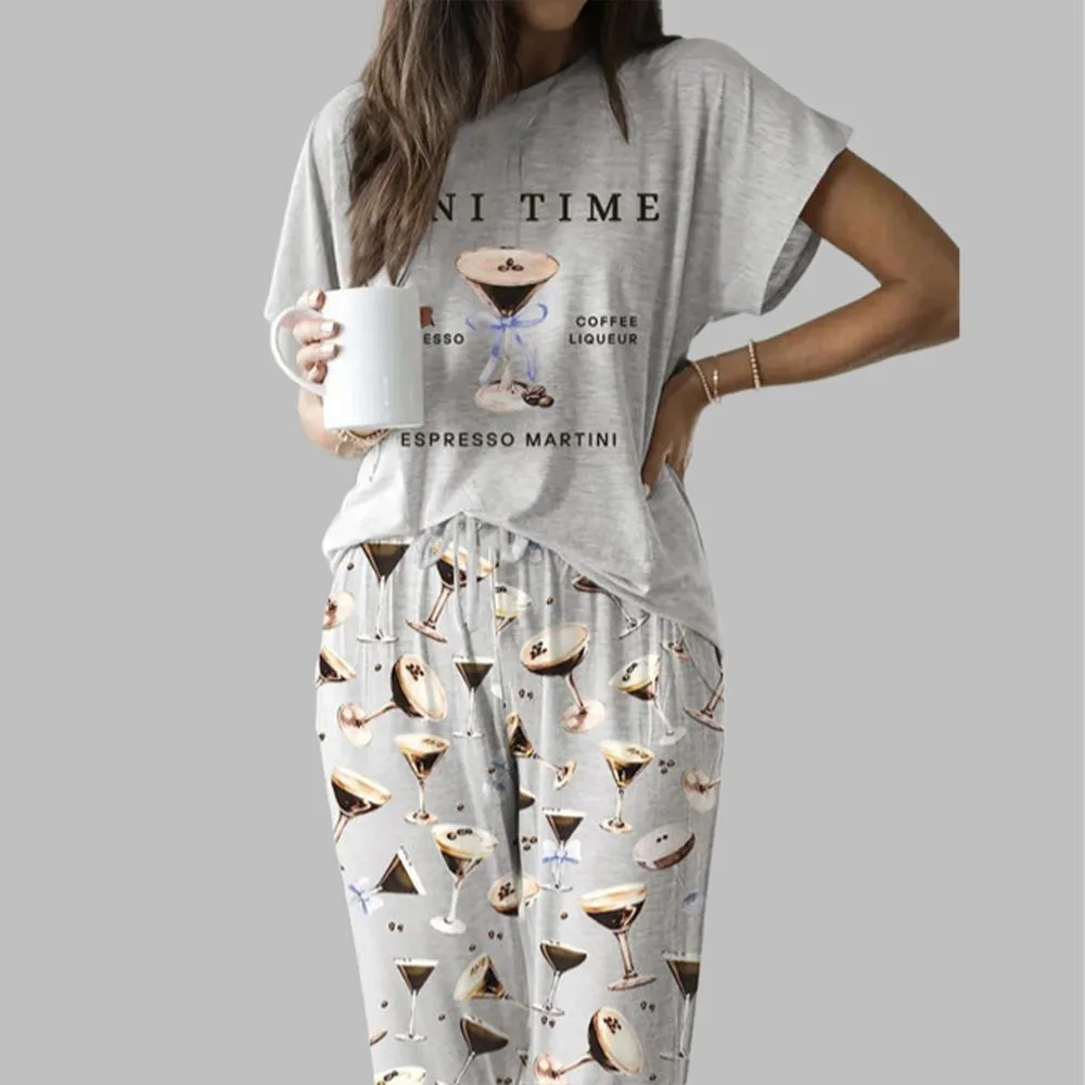 Espresso Martini Casual Pajama Set For Women