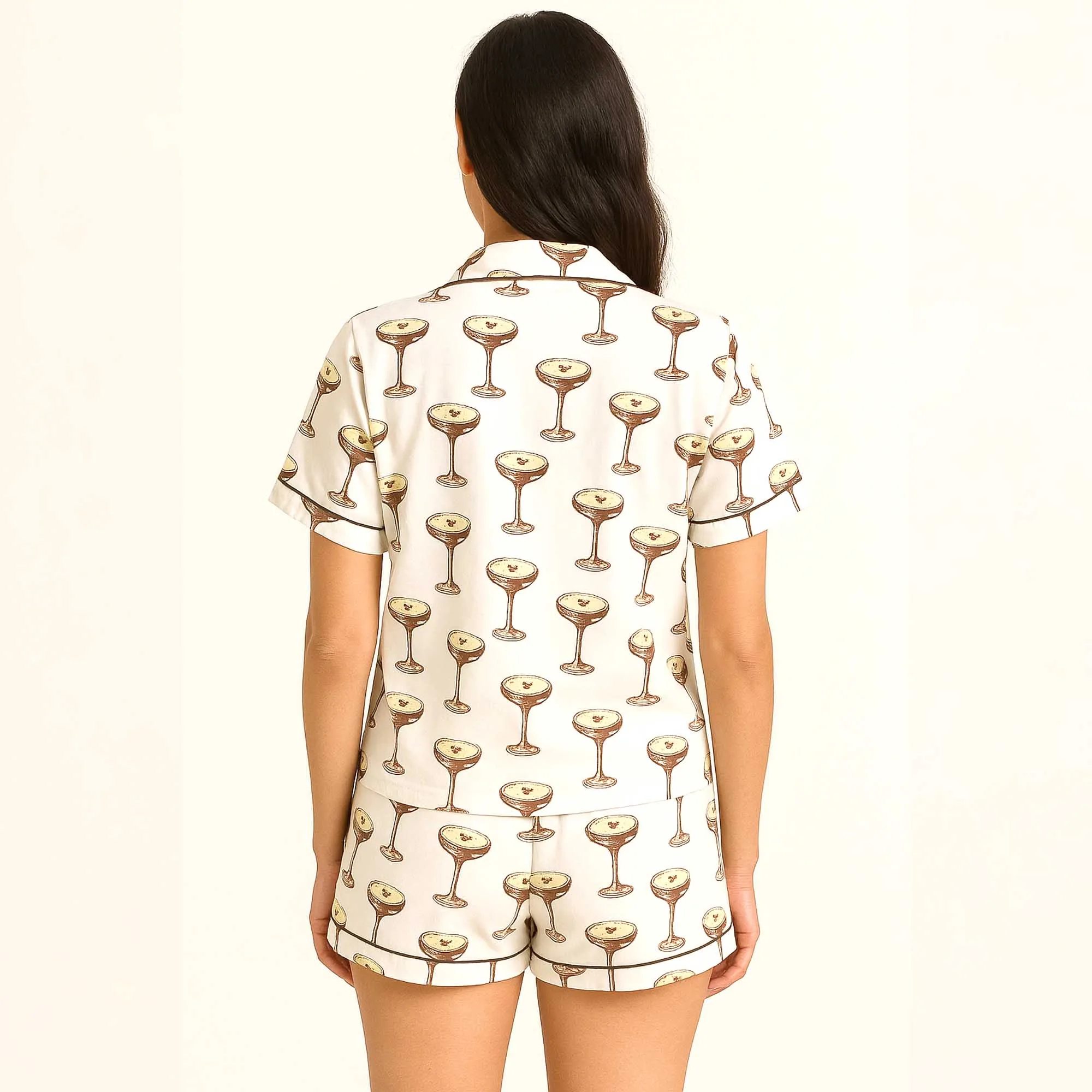 Espresso Martini Satin Pajama Set For Women - Image 3