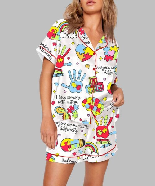 Everyone Communicates Differently Autism Month Pajama Set