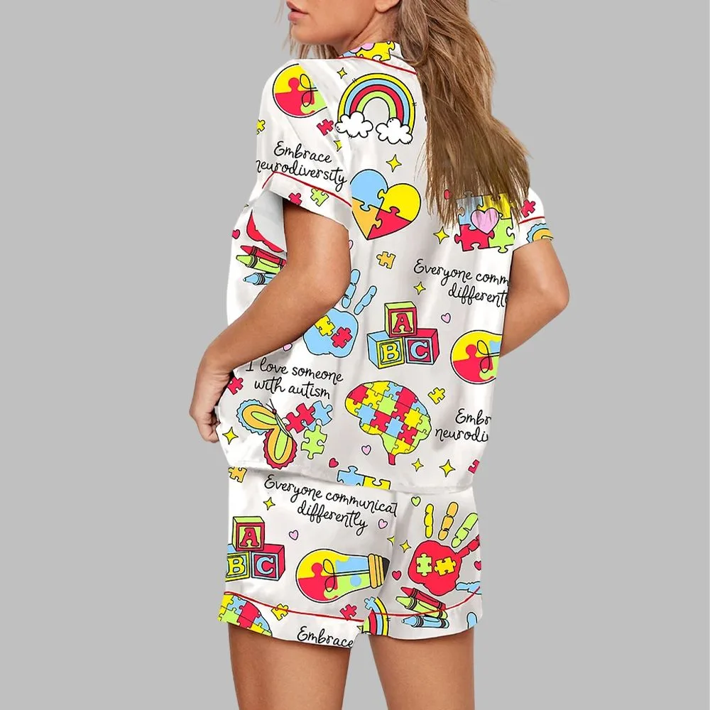 Everyone Communicates Differently Autism Month Pajama Set - Image 2