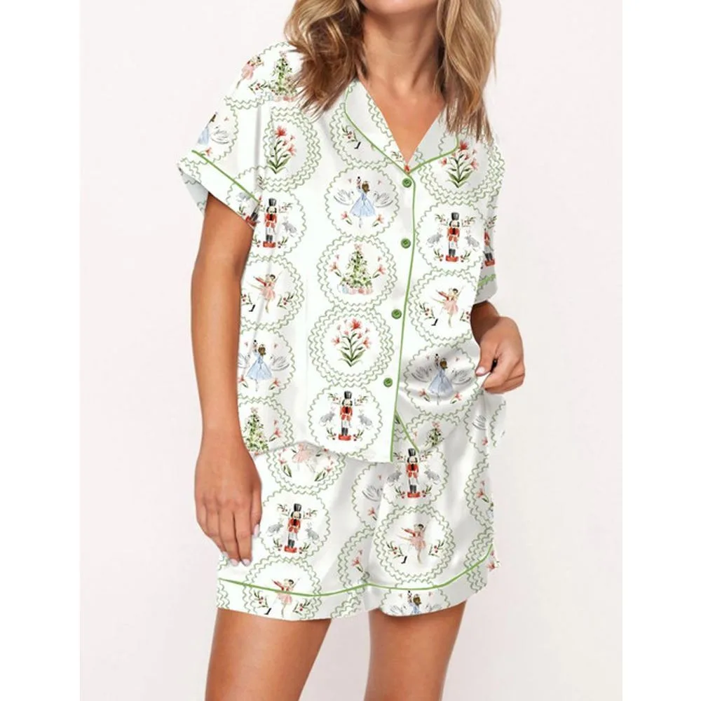 Fancy Nutcracker Satin Pajama Set For Women
