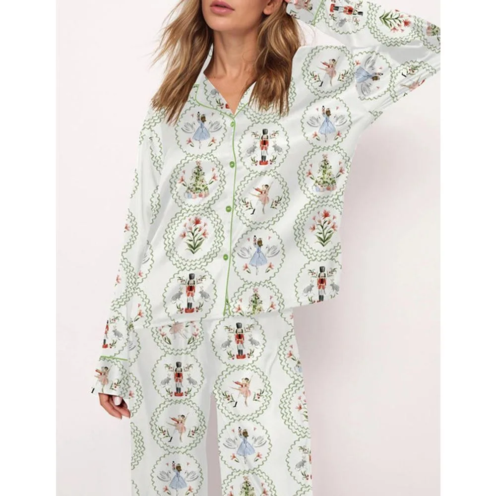 Fancy Nutcracker Satin Pajama Set For Women - Image 3