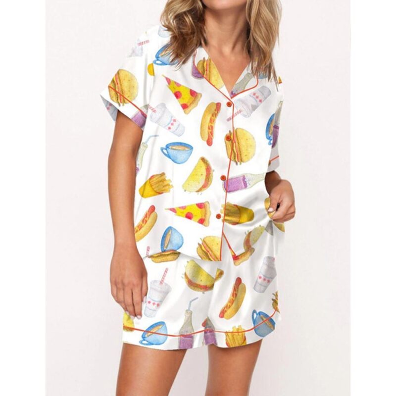 Fast Food Satin Pajama Set For Women - Image 4