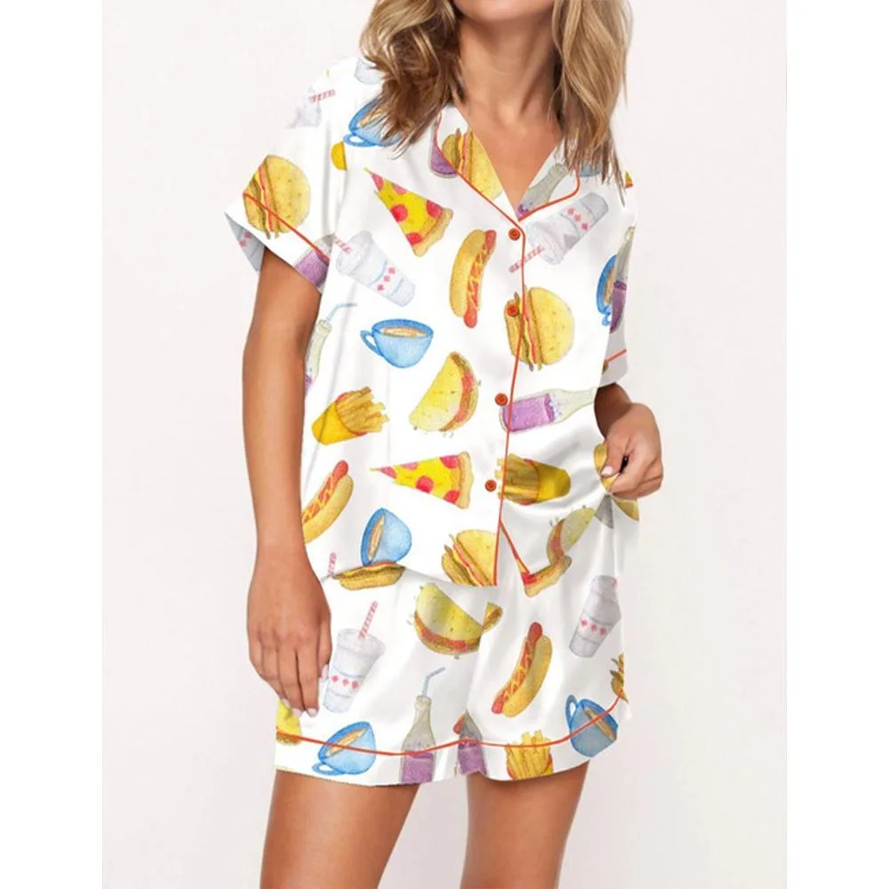 Fast Food Satin Pajama Set For Women - Image 4