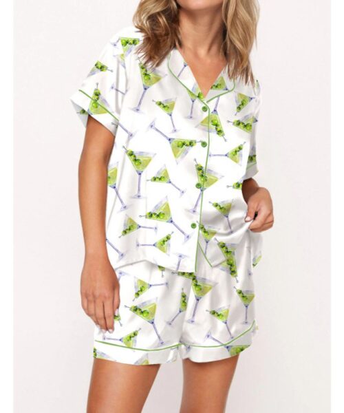 Filthy Dirty Martini Satin Pajama Set For Women