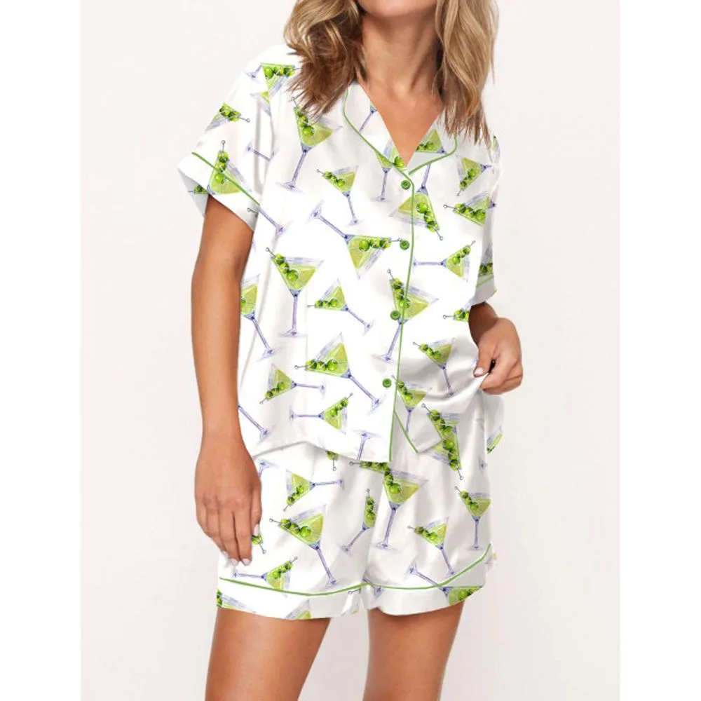 Filthy Dirty Martini Satin Pajama Set For Women