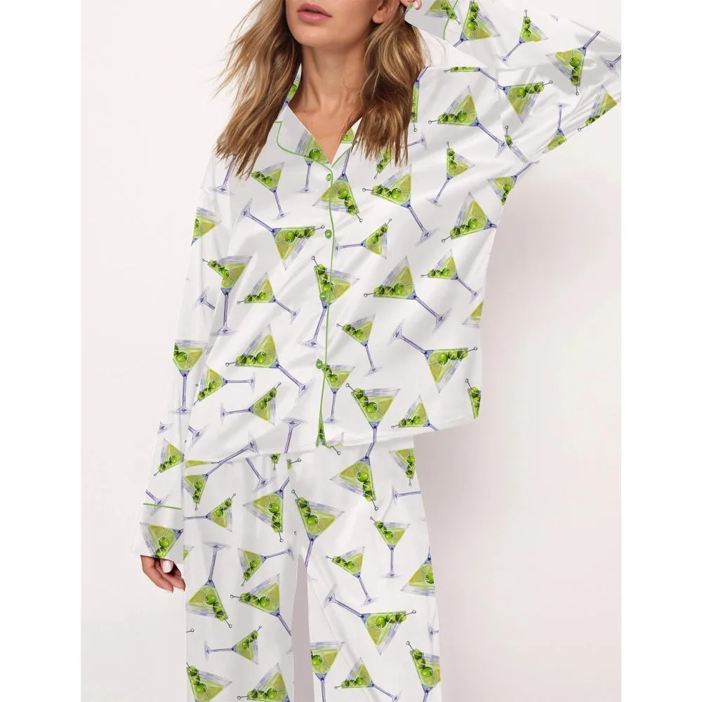 Filthy Dirty Martini Satin Pajama Set For Women - Image 2