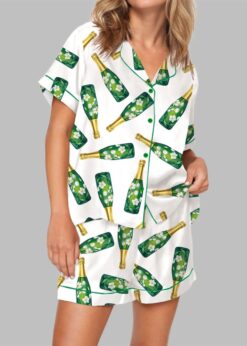 Floral Champagne Bottle Pajama Set