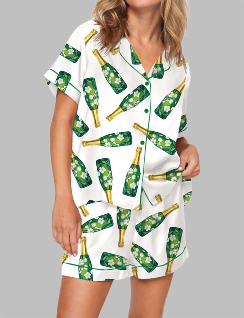 Floral Champagne Bottle Pajama Set