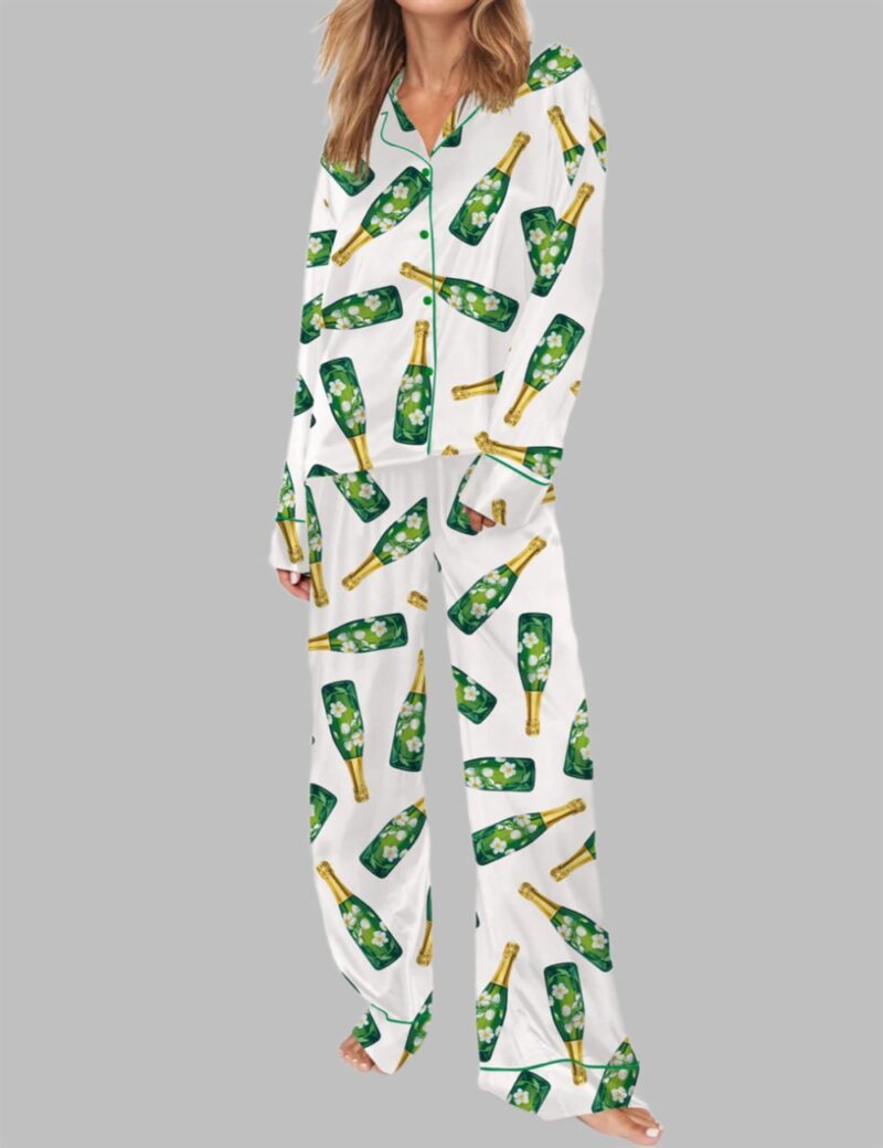 Floral Champagne Bottle Pajama Set - Image 2