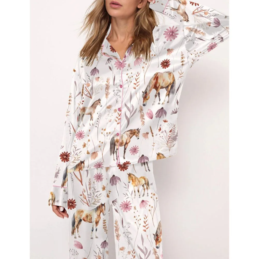 Floral Horse Pajama Set For Women - Image 2