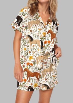 Flower Horse Pajama Set For Women