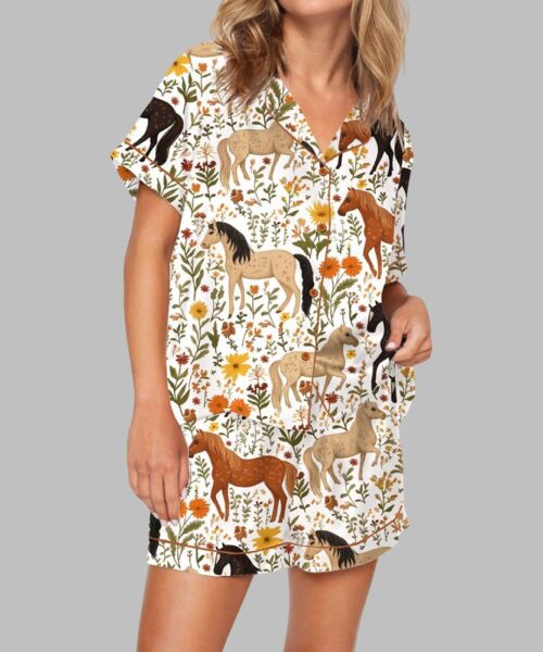 Flower Horse Pajama Set For Women