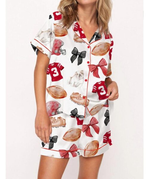 Football Satin Pajama Set For Women
