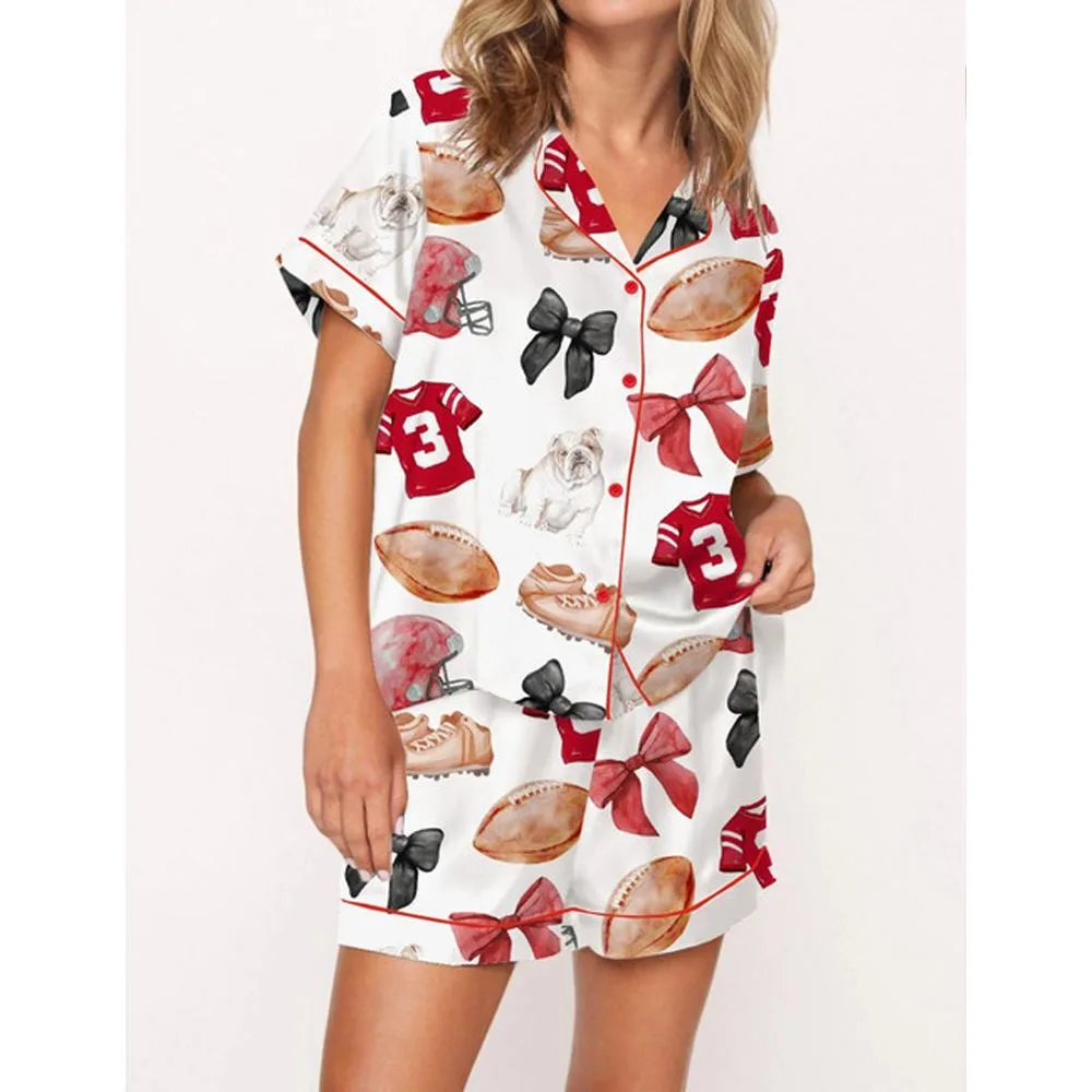 Football Satin Pajama Set For Women