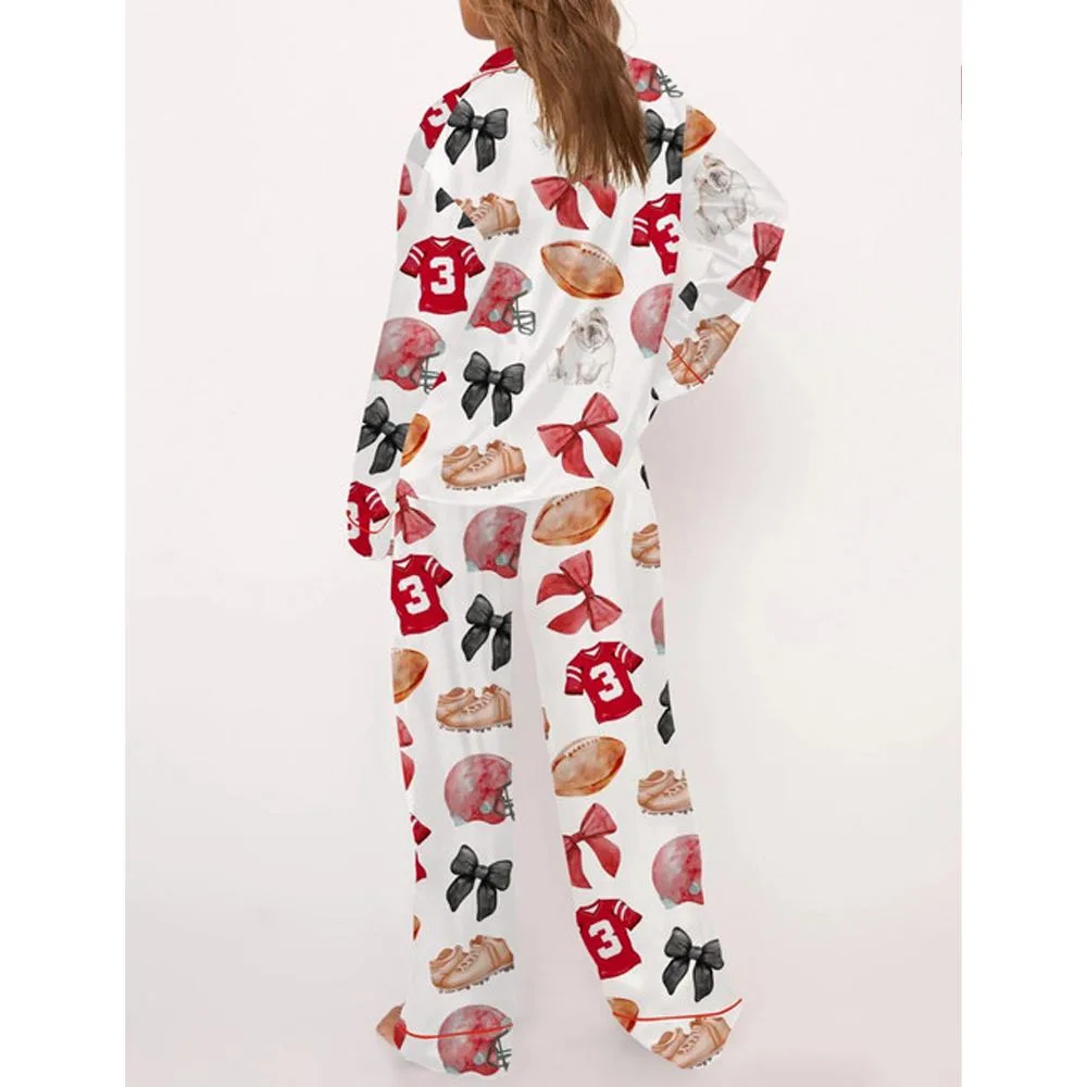Football Satin Pajama Set For Women - Image 3
