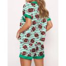 Football Stripes Satin Pajama Set For Women