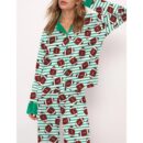 Football Stripes Satin Pajama Set For Women