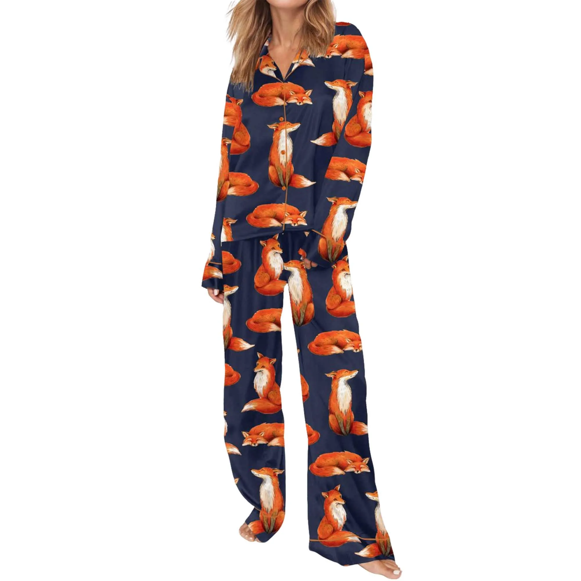 Fox Satin Pajama Set For Women - Image 4
