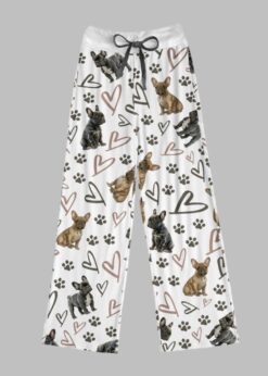 French Bulldog Hearts Contrast Wide Leg Pants For Women
