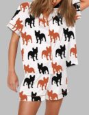 Frenchie Short Sleeve Pajama Set