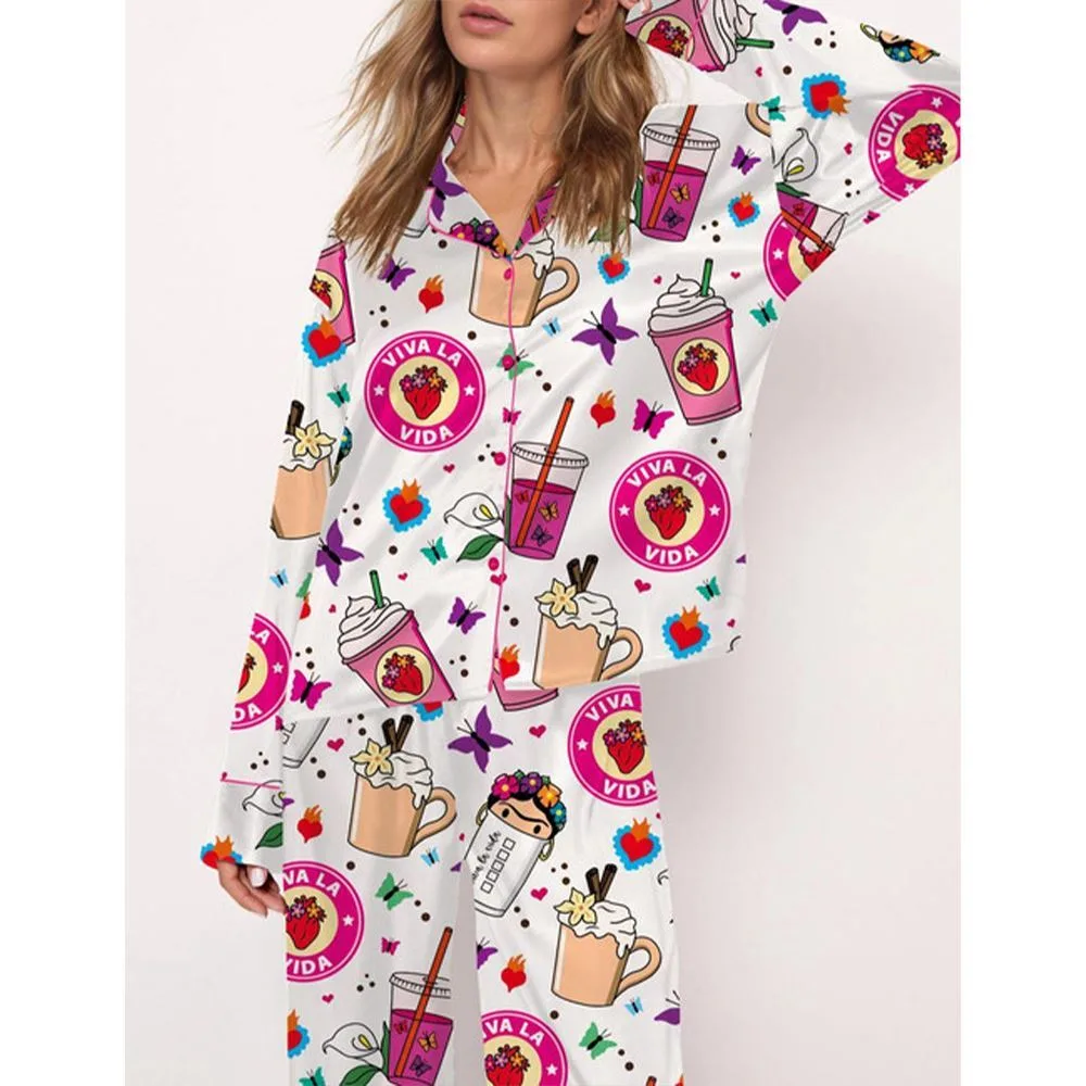 Frida Satin Pajama Set For Women - Image 2