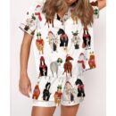 Funny Horse Christmas Satin Pajama Set For Women