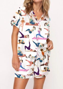 Funny Pilates Satin Pajama Set For Women